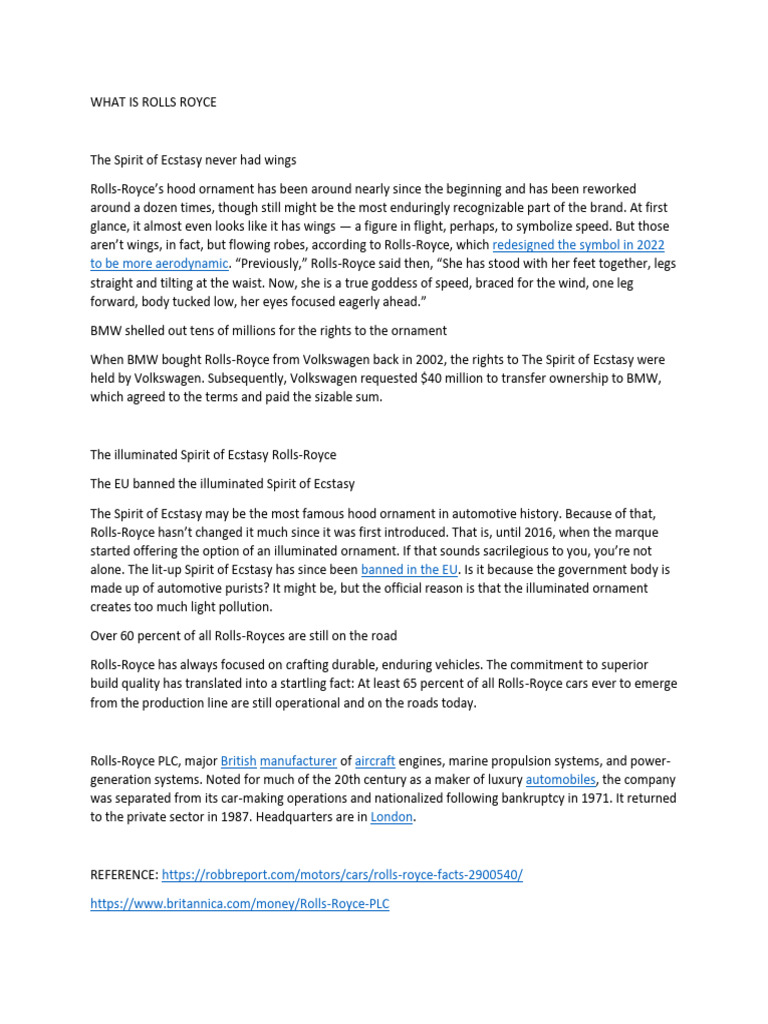 Car Rolls Royce Introduction Pdf