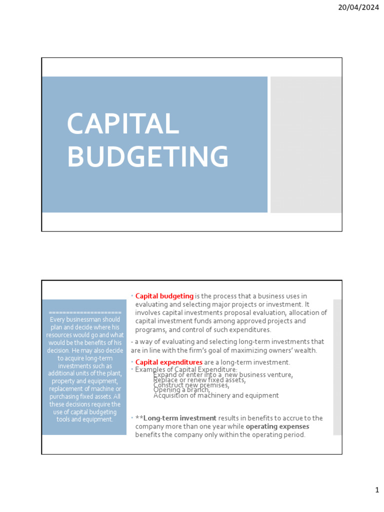 13 Capital Budgeting | PDF