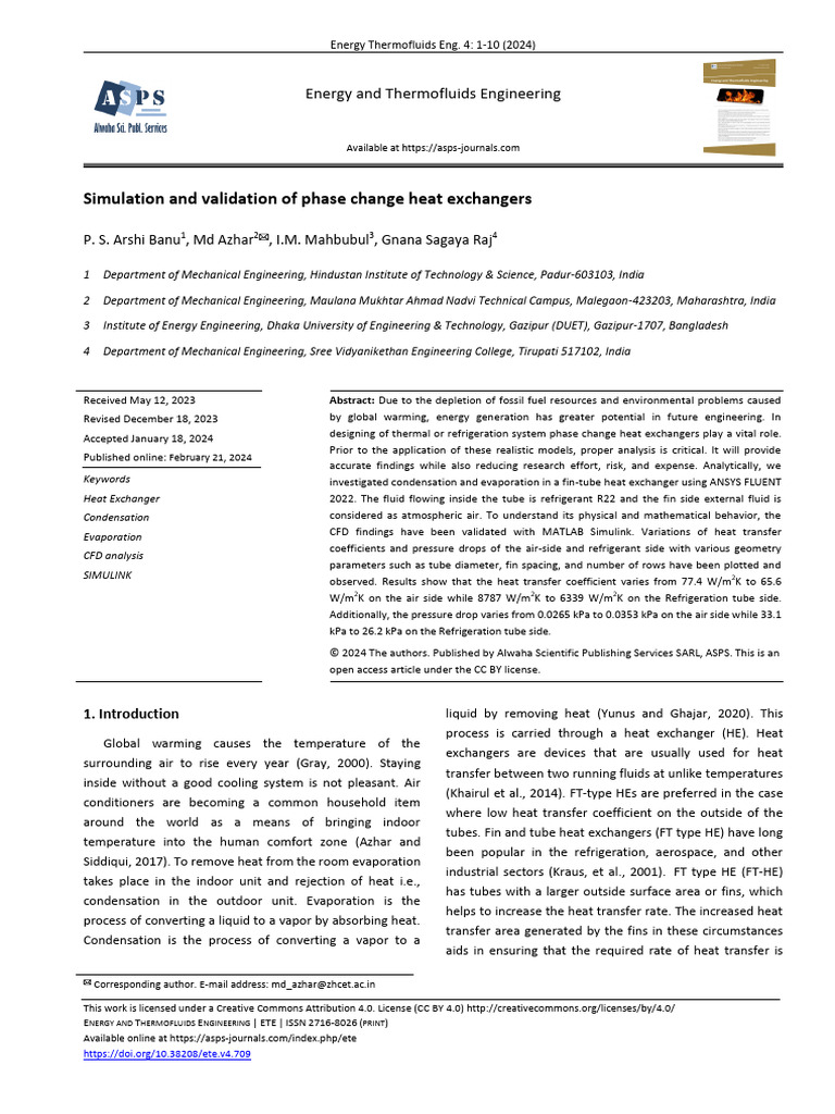 Simulation And Validation Of Phase Change Heat Exchangers Pdf