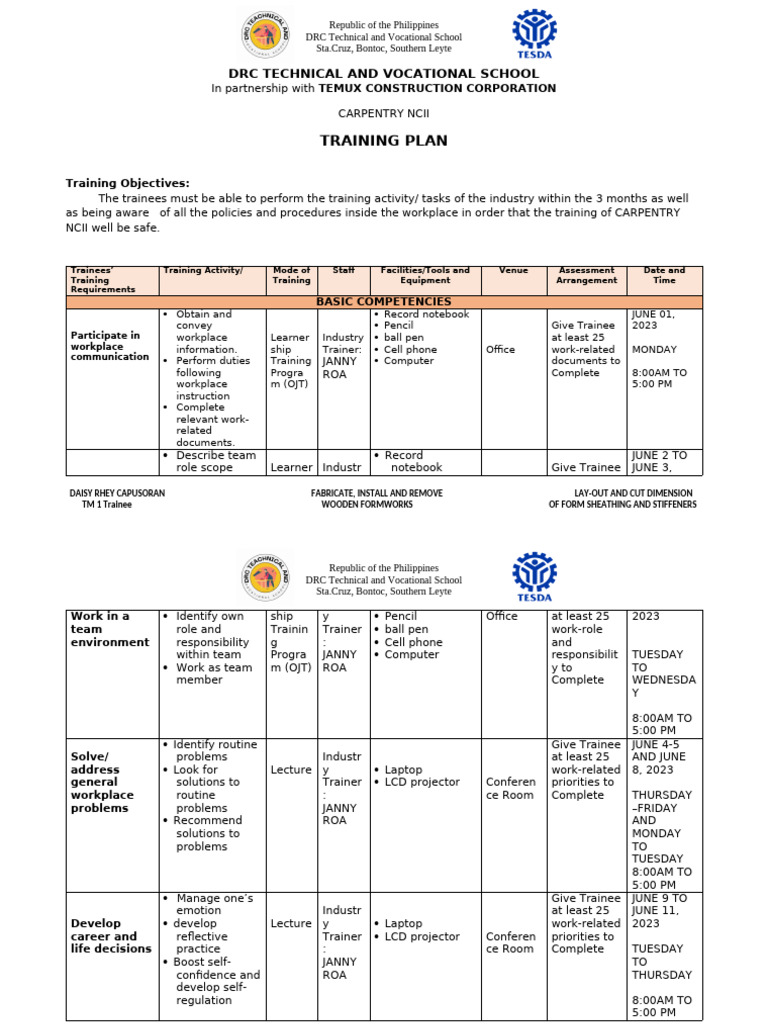 Training Plan | PDF