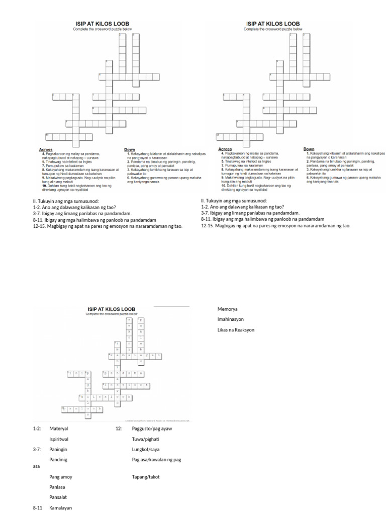 Crossword Isip Kilos Loob PDF