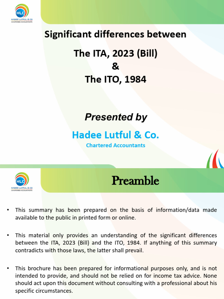 Differences between ITO 1984 vs ITA 2023 | PDF