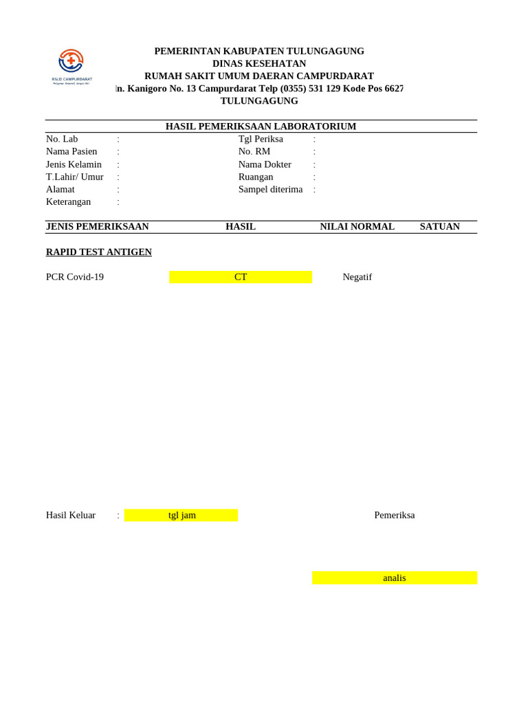 Lembar Hasil Laboratorium | PDF