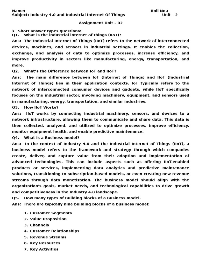 Industry 4.0 and Industrial Internet of Things Unit - 2 | PDF