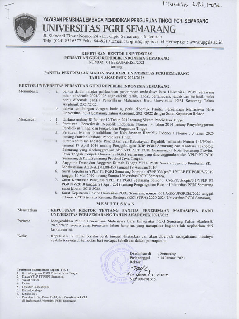 SK Panitia PMB 2021 | PDF