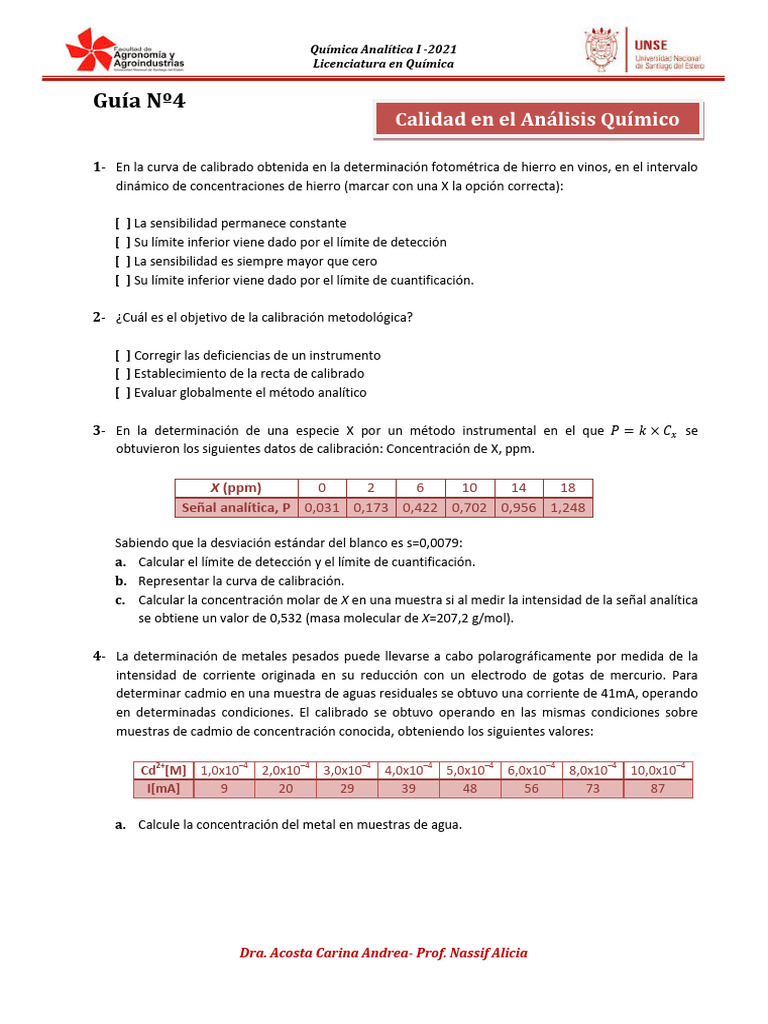 4-Guía Nº4 - Calidad en El Análisis Químico-LQ-2021 | PDF