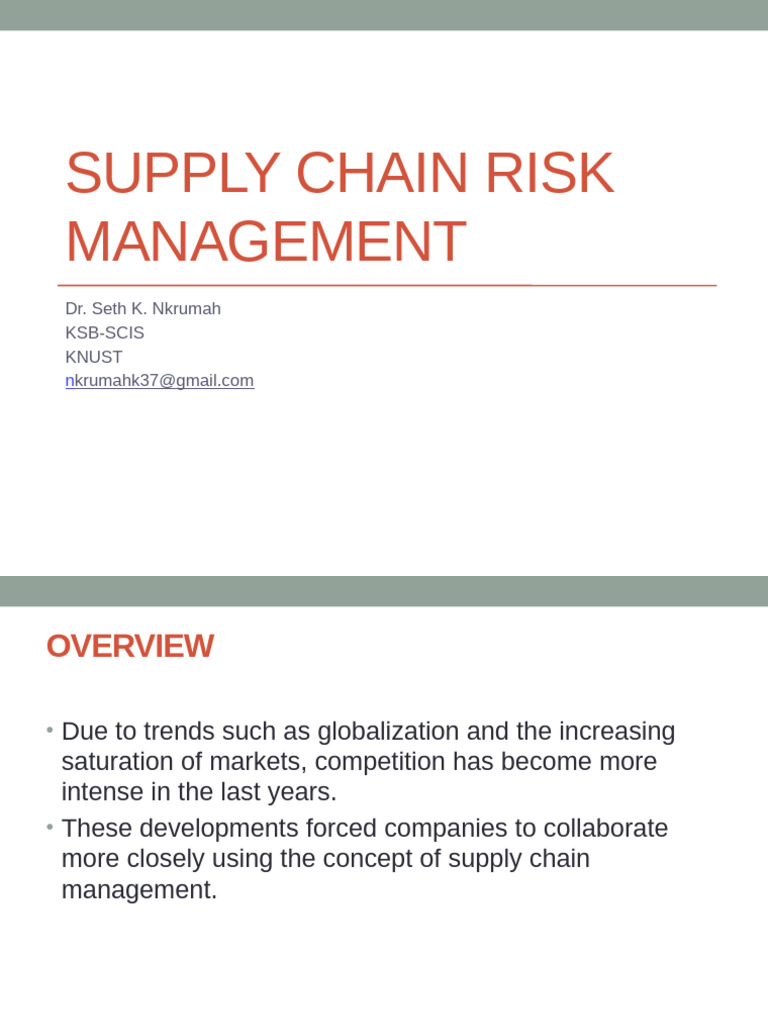 Supply Chain Risk Management Course | PDF | Risk Management | Business