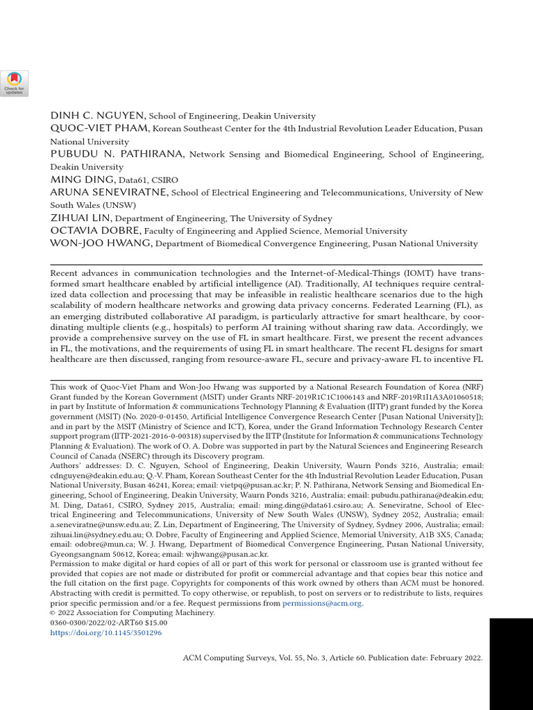 Federated Learning For Smart Healthcare A Survey | PDF