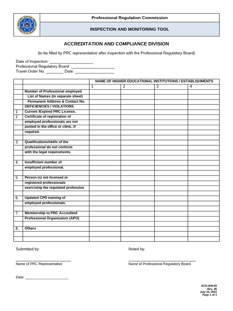 ACD-IAM-05 Inspection and Monitoring Tool | PDF