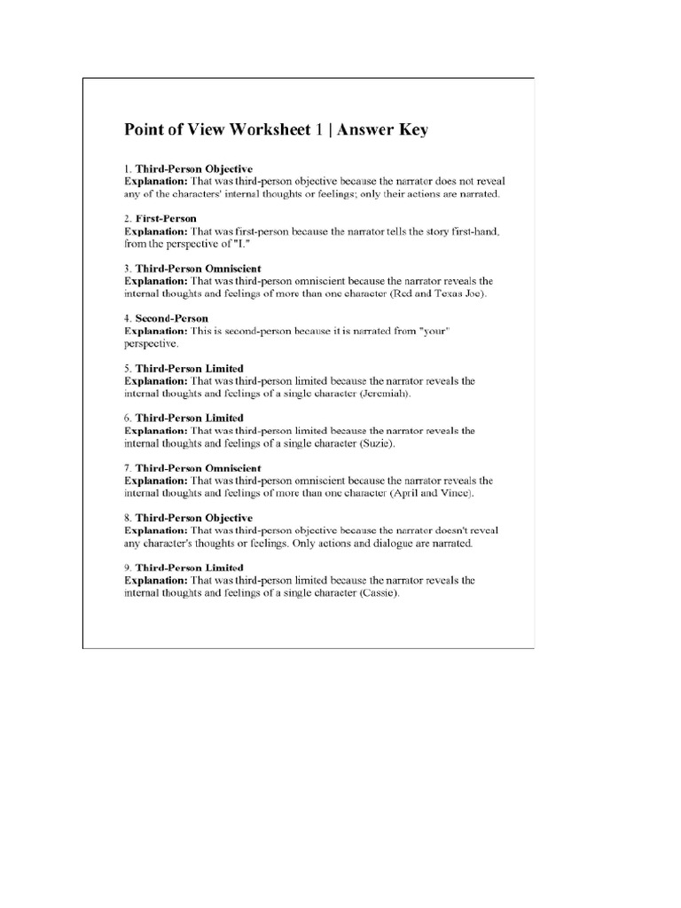 Point of View Answer | PDF