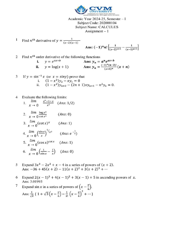 Assigment 1 2024 25 calculus 1 pdf