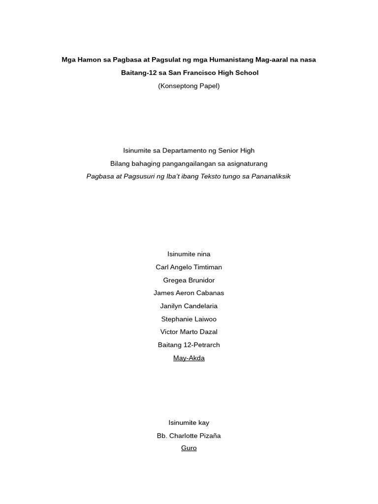 Halimbawa NG Konseptong Papel | PDF