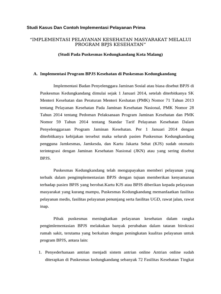 Studi Kasus Dan Contoh Implementasi Layanan Prima | PDF