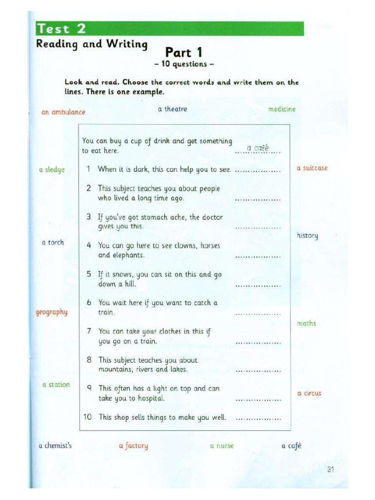 Reading Test 2 Flyers 2 Pdf