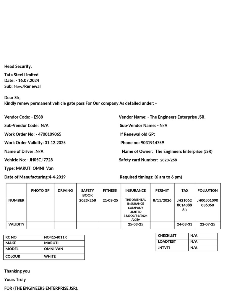 New Vehicle Format-12-03-24 | PDF