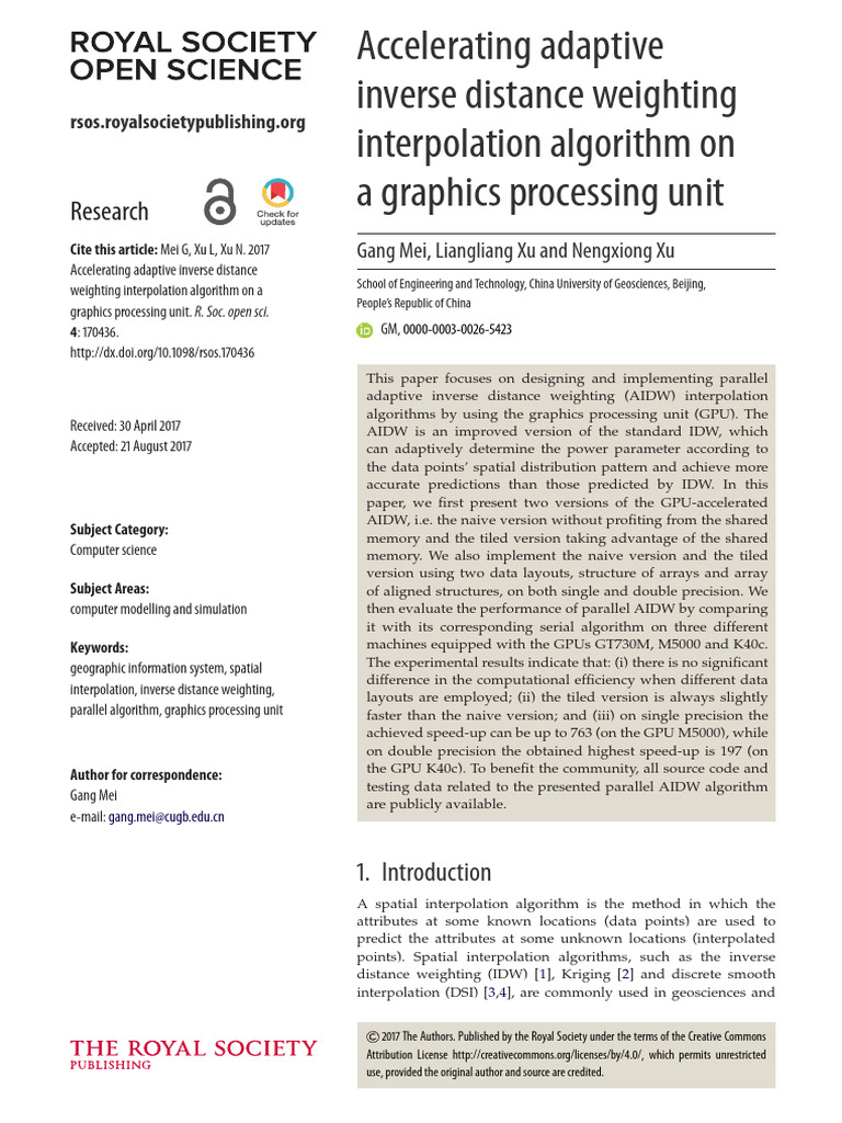 Mei Et Al 2017 Accelerating Adaptive Inverse Distance Weighting ...