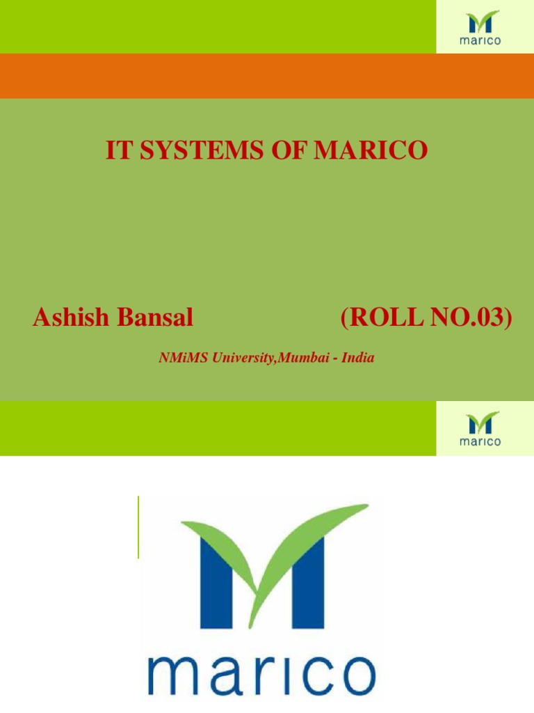 It Systems of Marico: Nmims University, Mumbai - India | PDF | Supply ...