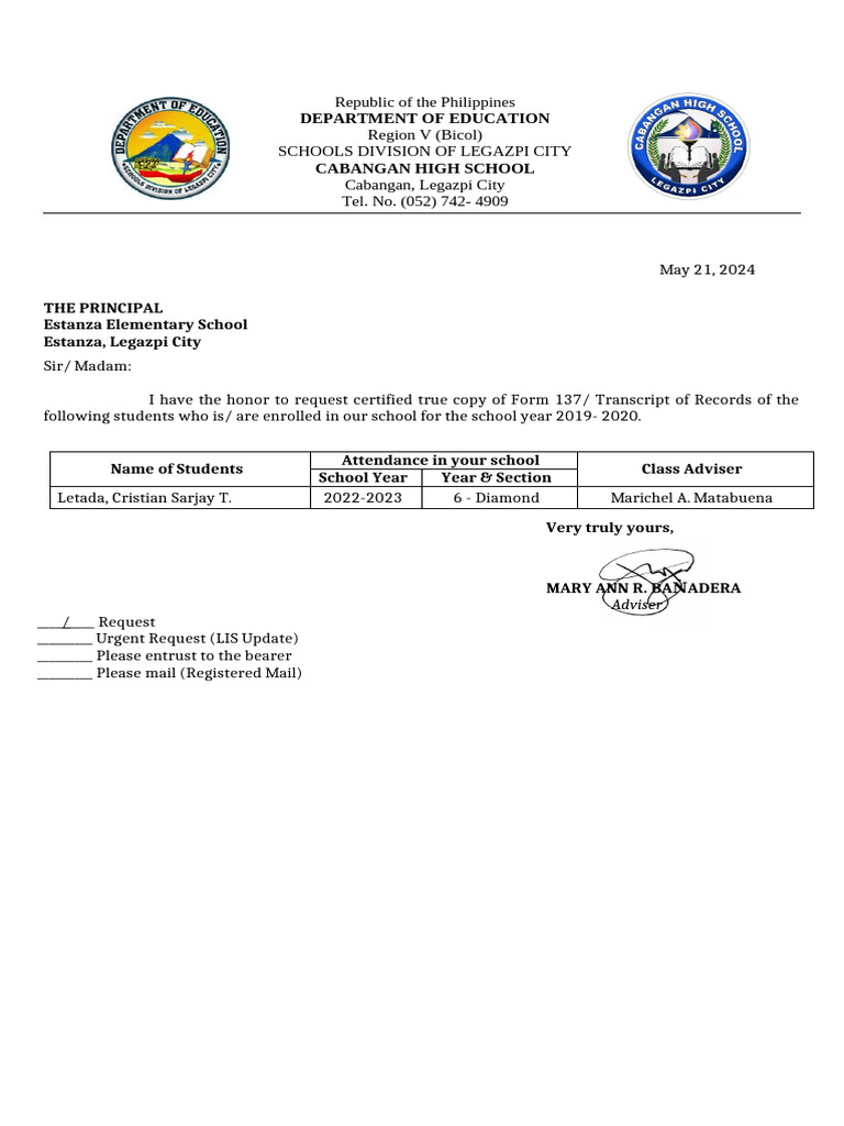 Blank request form form 137 pdf
