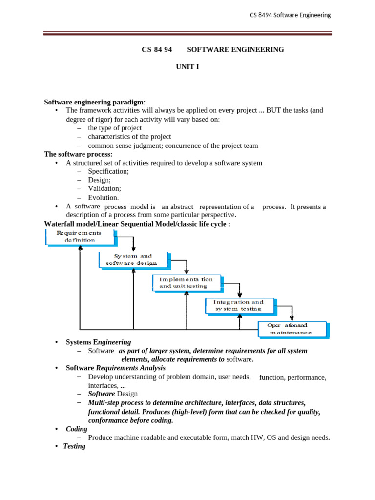 CS 8494 Notes Software Engg | PDF