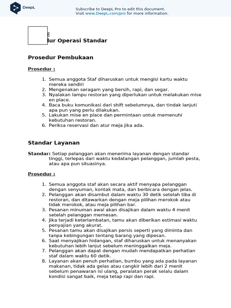 SOIREE STANDARD OPERATION PROCEDURE Id | PDF