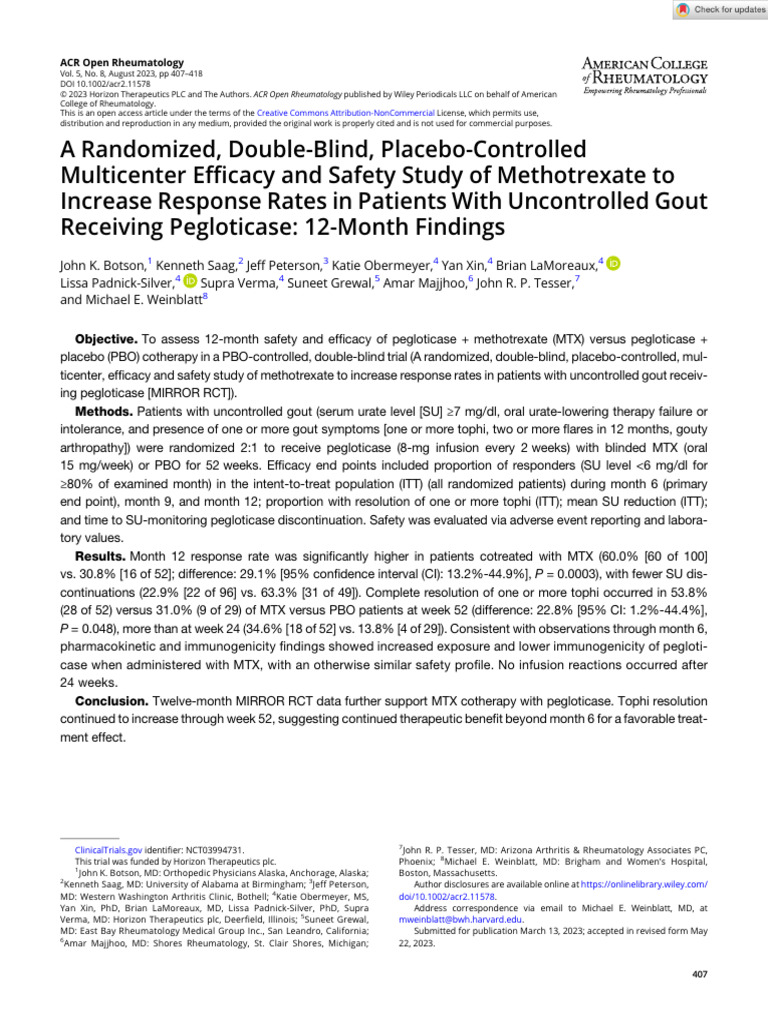 ACR Open Rheumatology - 2023 - Botson - A Randomized Double Blind ...