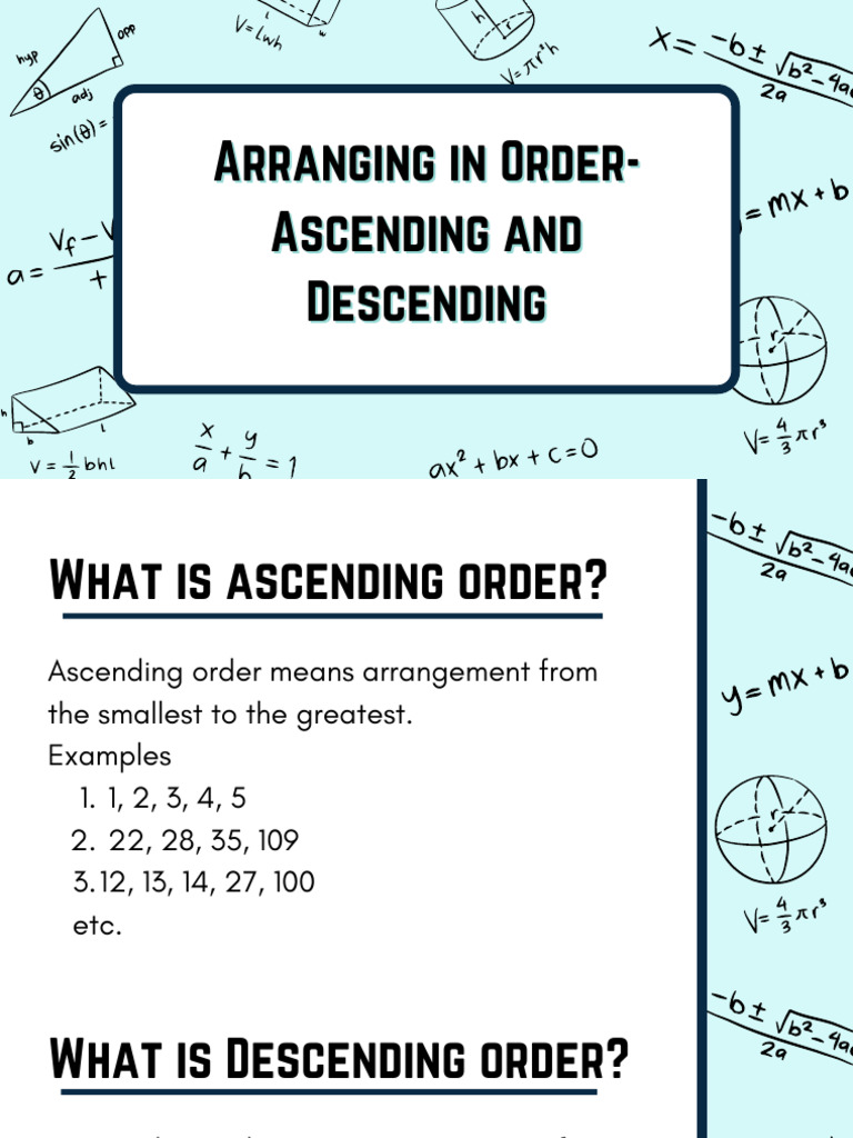 Arranging in Order - Ascending and Descending PDF | PDF