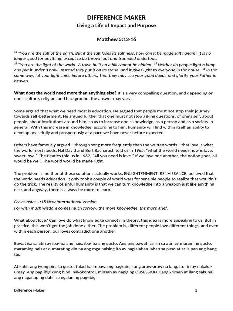 Difference Maker | PDF