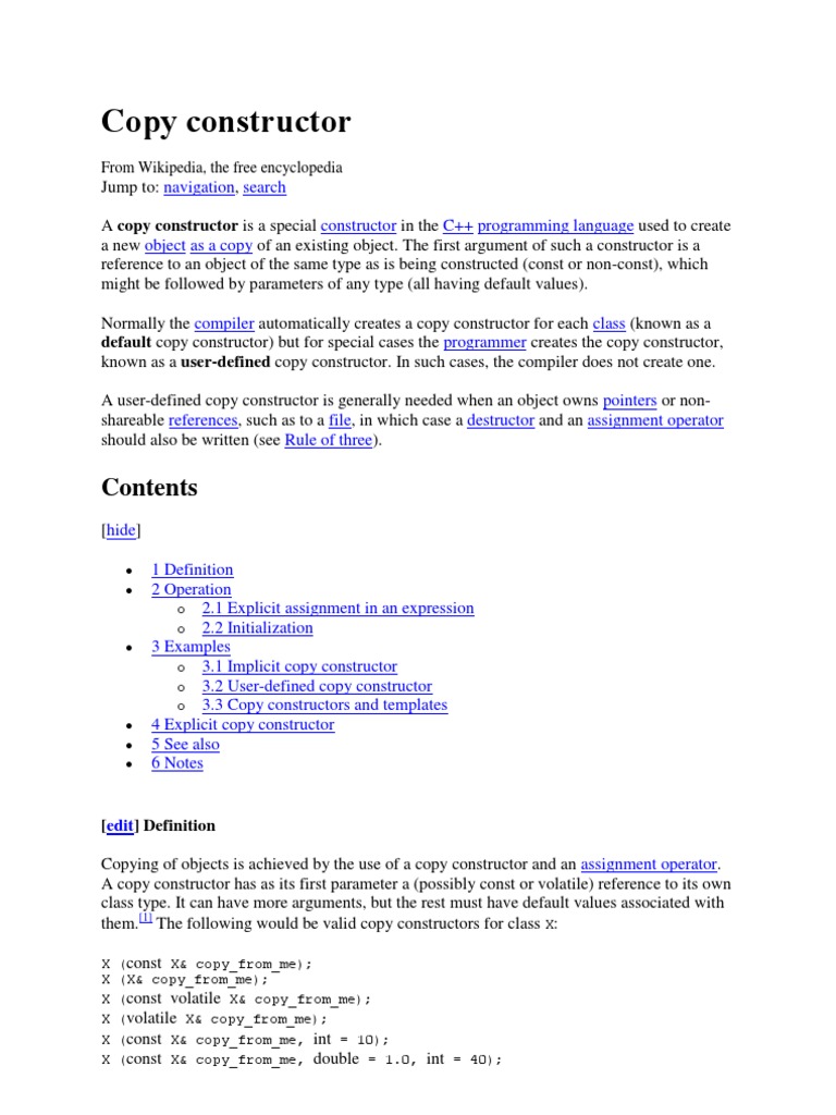 Copy Constructor Constructor (Object Oriented Programming) C++