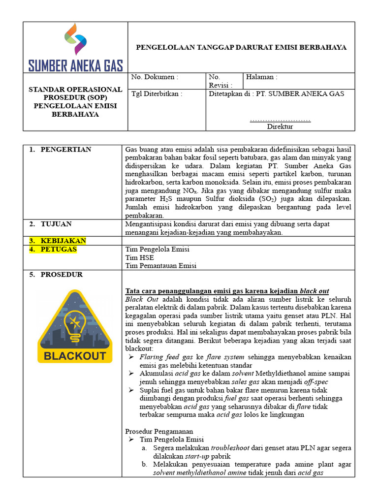 SOP Tanggap Darurat Emisi Berbahaya | PDF