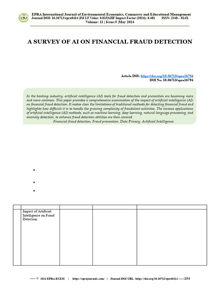 AI in Financial Fraud Detection | PDF | Artificial Intelligence ...