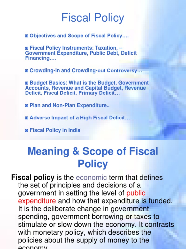 Fiscal Policy Objectives and Instruments | PDF | Deficit Spending ...