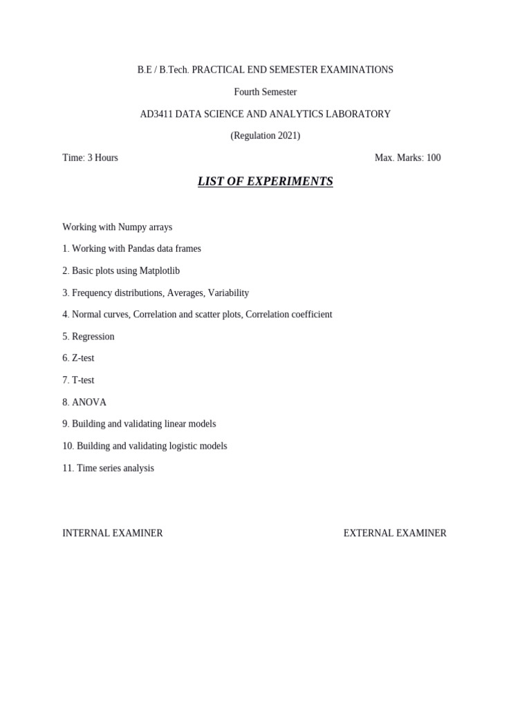 List of Exp | PDF