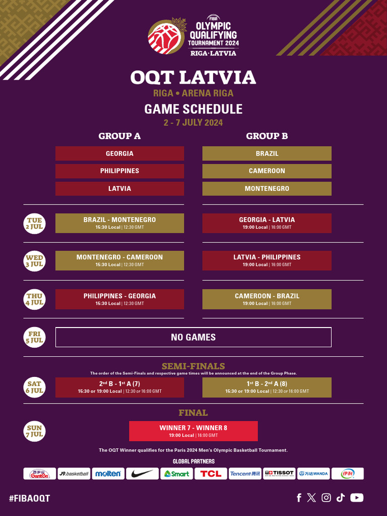 Fiba olympic qualifying tournament latvia 208795 game schedule pdf