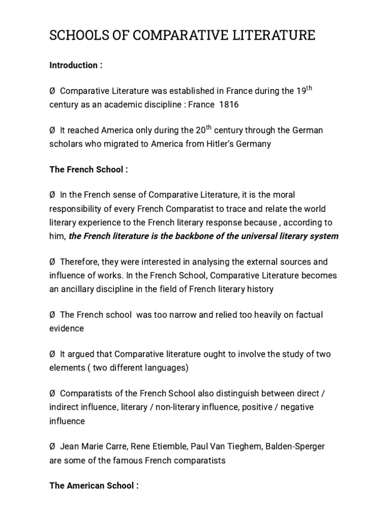 Schools of Comparative Literature-1 | PDF | Tamil Language | Liberal ...