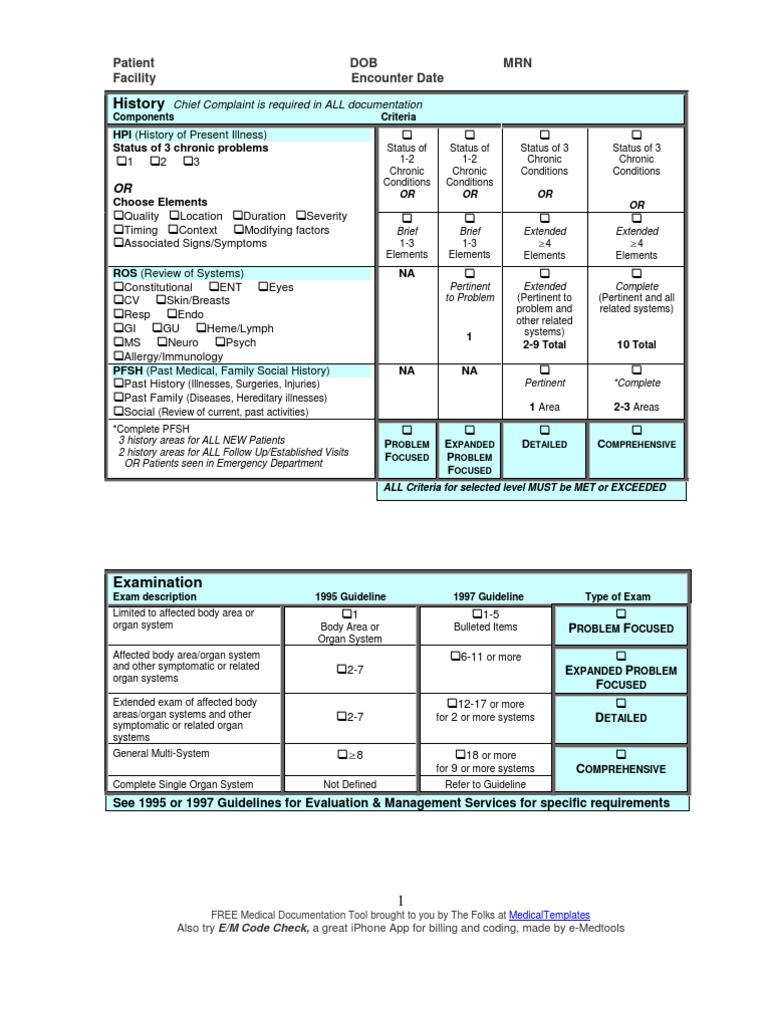 E and M Documentation and Coding Worksheet E&M Audit Worksheet