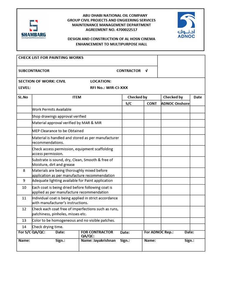 Method Statement For Painting Works | PDF