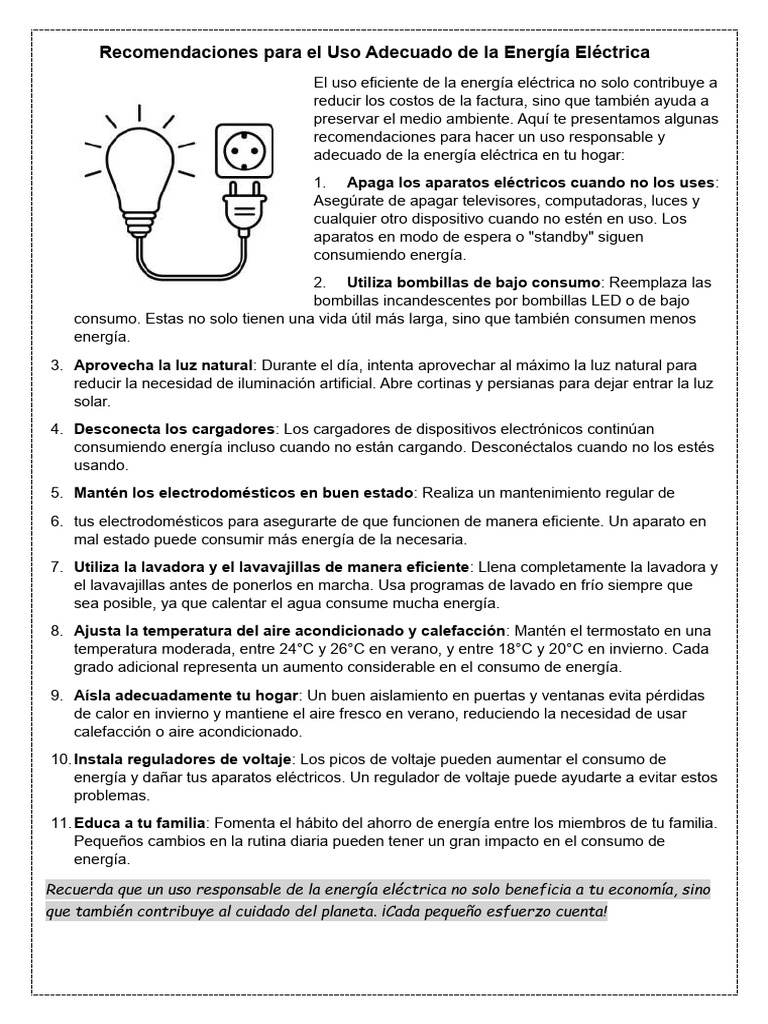 Uso Responsable de la Energía Eléctrica | PDF | Ingenieria Eléctrica ...