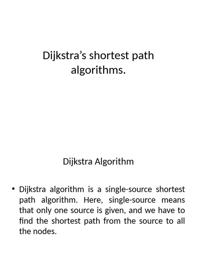 Dijkstra's Shortest Path Algorithms | PDF