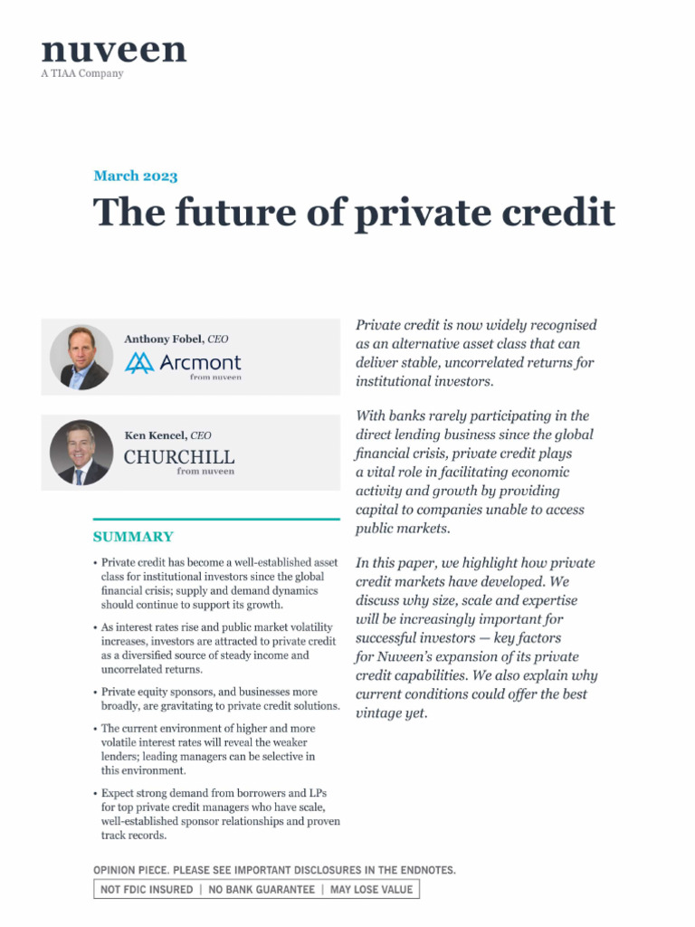 The Future Of Private Credit Pdf