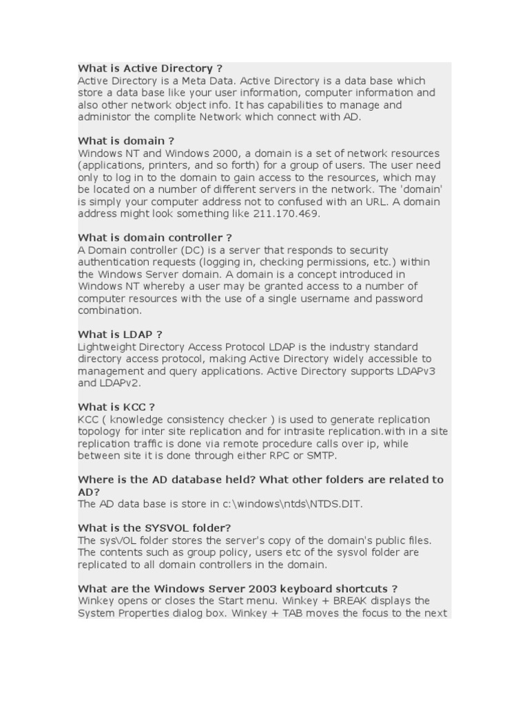 Understanding Active Directory Basics | PDF | Active Directory ...