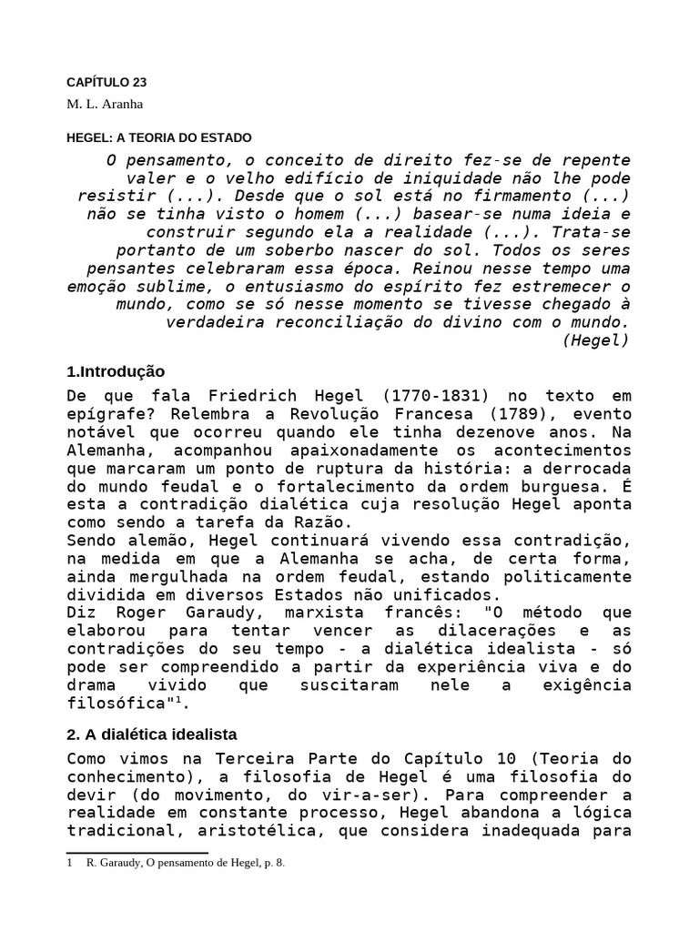 Hegel E A Teoria Do Estao Pdf