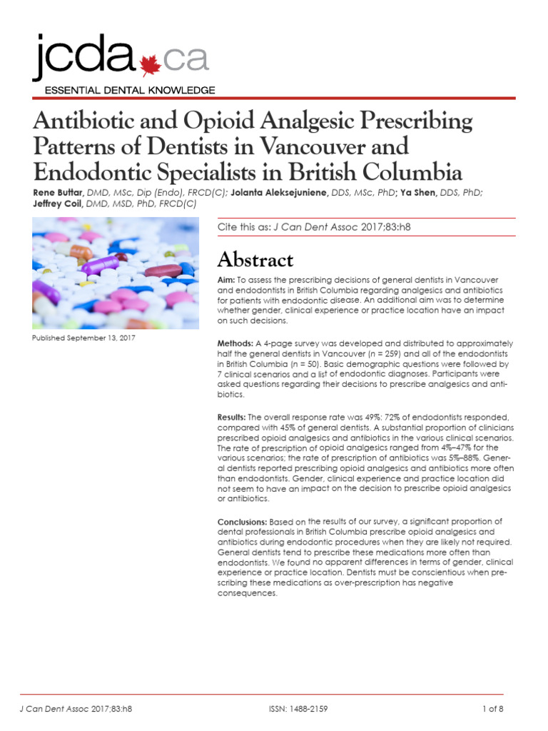 Antibiotic and Opioid Analgesic Prescribing Patterns of Dentists in ...