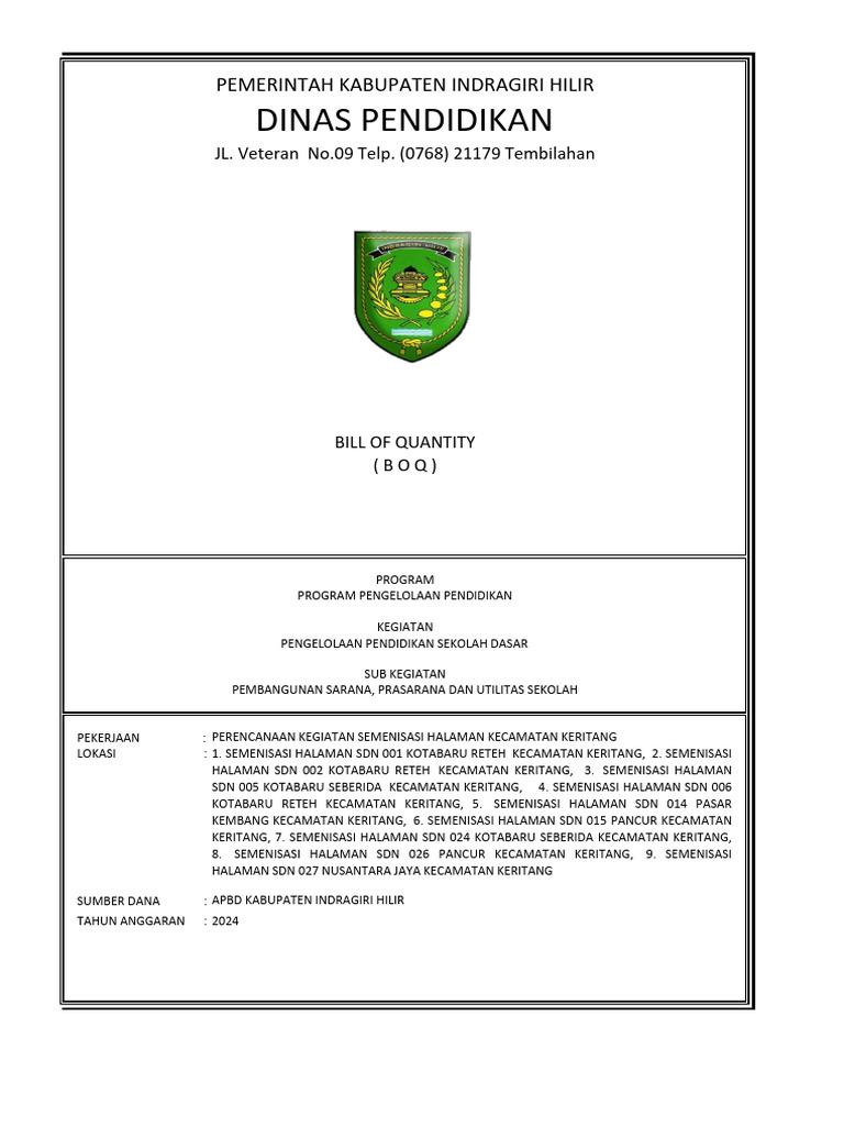 BQ Perencanaan Ok | PDF