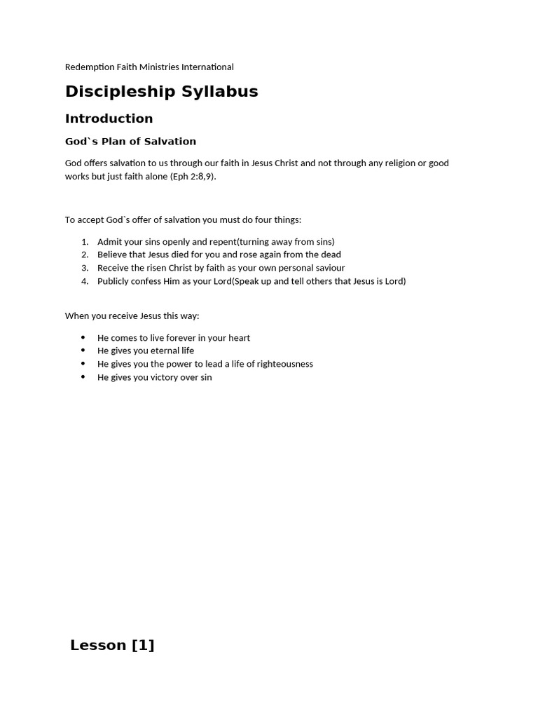 Salvation Discipleship Syll | PDF | Salvation | Philosophy