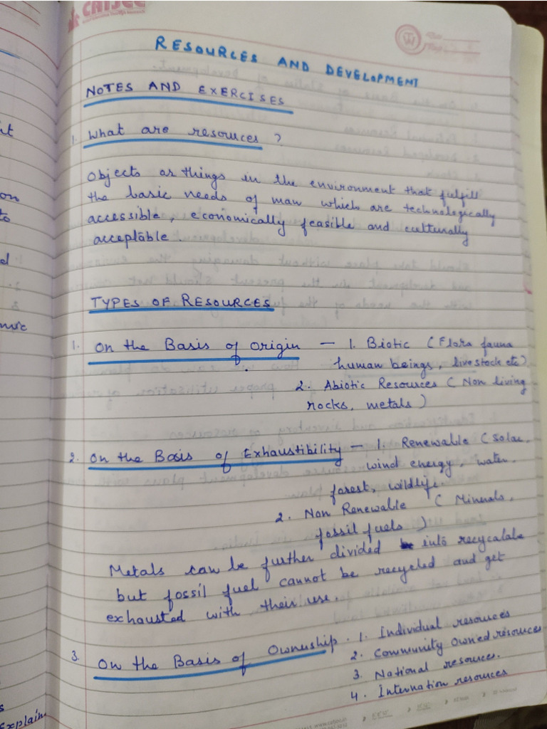 Notes resources and development pdf