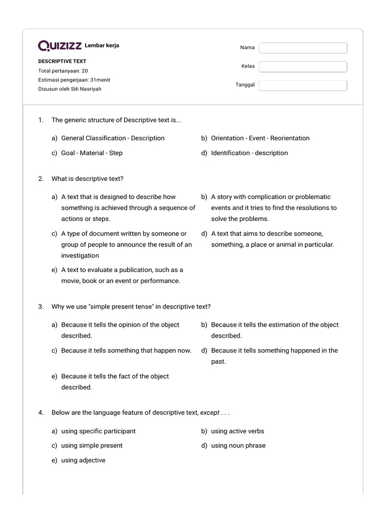 Descriptive Text | PDF