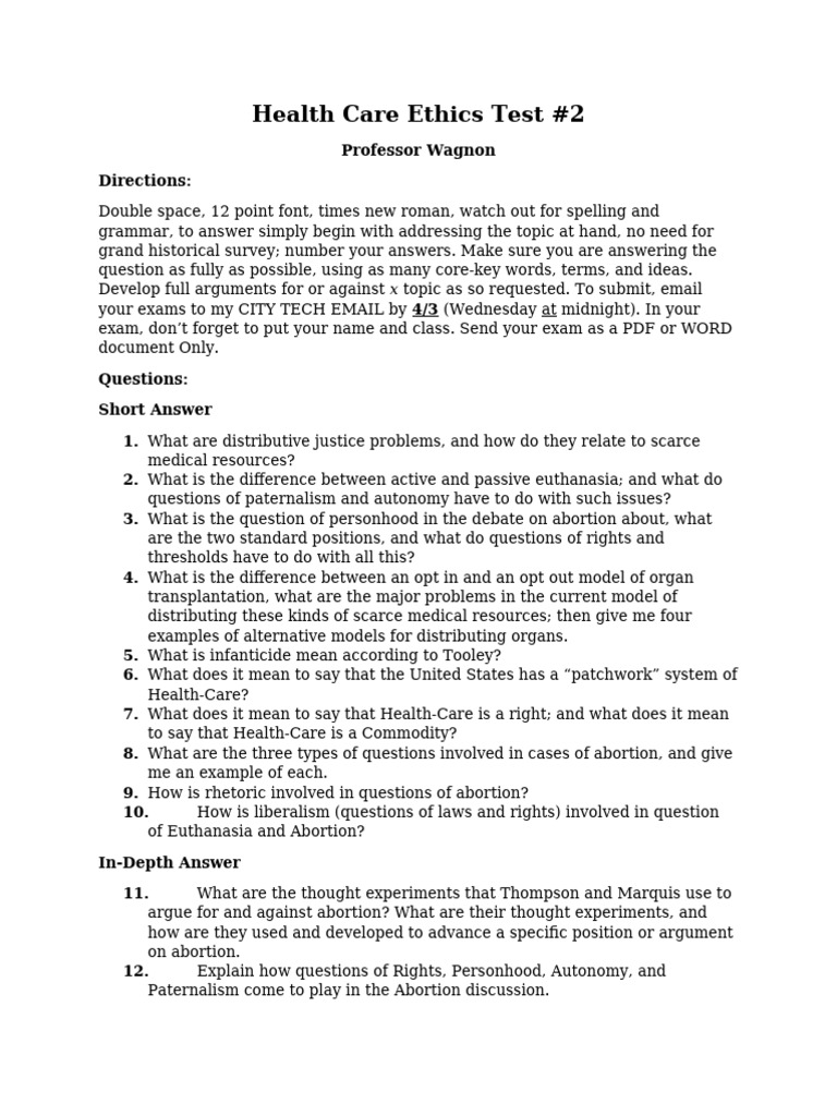 Health Care Ethics Test #2 | PDF | Self-Improvement | Science & Mathematics