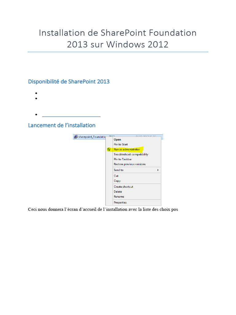 Installation de SharePoint 2013 Foundation | PDF | Share Point ...