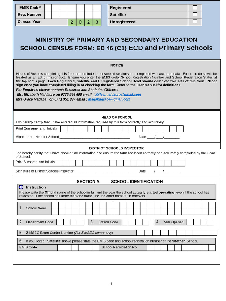 ED 46 (C1) Primary Schools - 2023 ED 46 - Final | PDF
