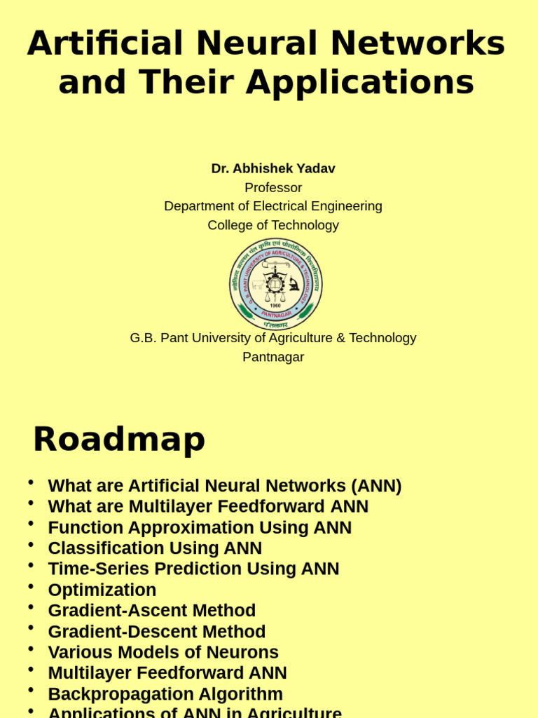Artificial Neural Networks and Their Applications: Professor Department ...